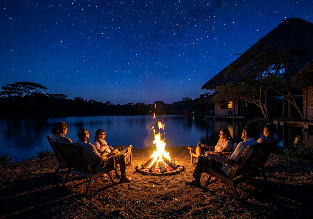 Bonfire night by the lake